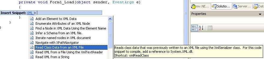 Screenshot of C# snippets from code editor