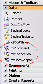 VS Toolbox with mv.NET Adapter Objects